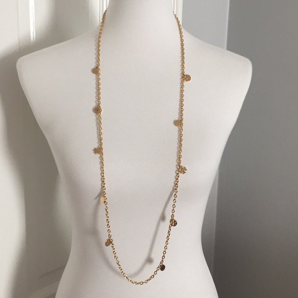 Tory Burch Gold Logo Charm Necklace